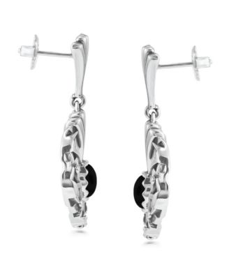 Sterling Silver Black Agate Fritz Casuse Oval Gemstone Naja Earrings