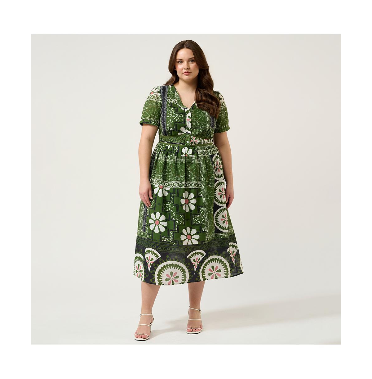 Ethereal Tile Print Dress - Green tile