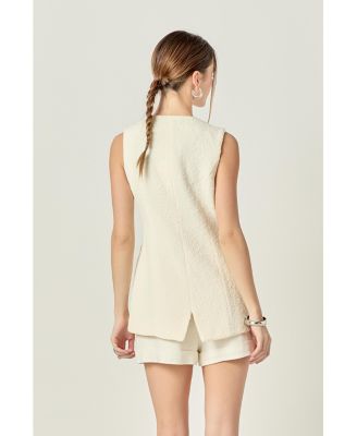 Women's Textured fabric round-hem vest