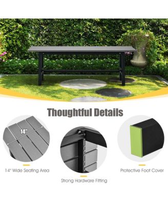Outdoor HDPE Bench w/ Metal Frame 47'' x 14'' x 16'' for Yard Garden