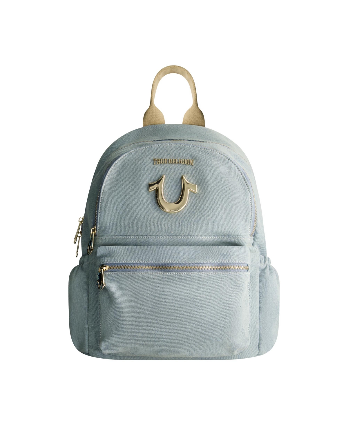 Zip Pocket Denim Horseshoe Backpack - Denim
