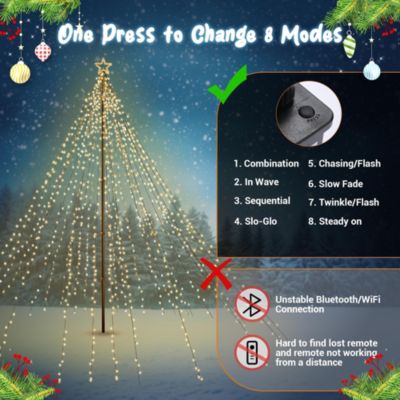 Vast-Starry 20Ft Flagpole LED Christmas Tree Kit Large 4840 LED for Outdoor Christmas Decorations Yard