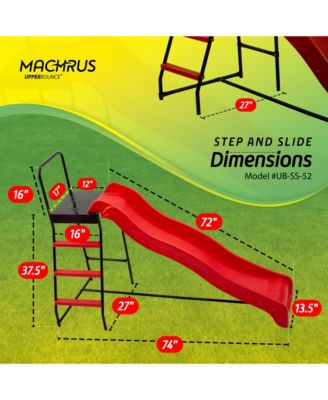 Trampoline Step N Slide|Kids Outdoor Step Ladder and Wave Slide Set Fits Standard Round or Rectangle Trampolines with Net or Without - Red