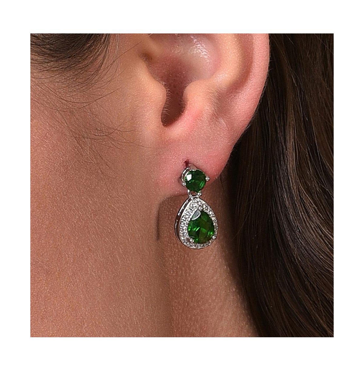 Sohi Women's Green Teardrop Stone Drop Earrings