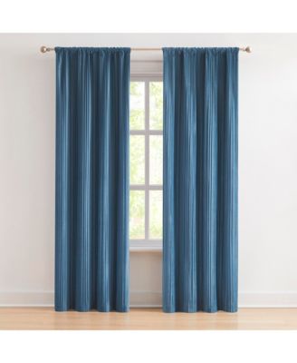 Glam Pleated Velvet Light Filtering Window Curtain Panels Pair 38x84