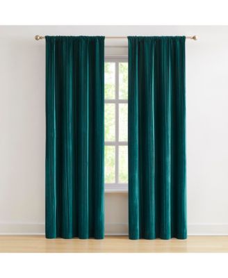 Glam Pleated Velvet Light Filtering Window Curtain Panels Pair