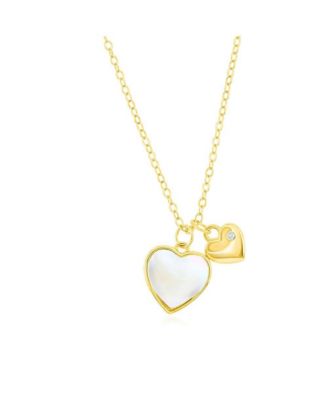 Sterling Silver MOP & Heart CZ Necklace
