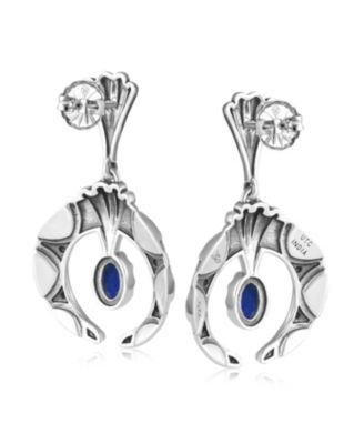 Sterling Silver Lapis Fritz Casuse Oval Gemstone Naja Earrings