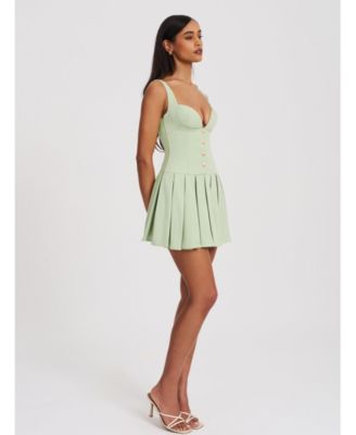 Women's Tala Pistachio Green Sleeveless Pleated Preppy Mini Dress