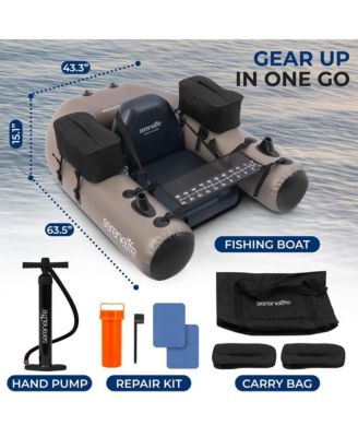 Inflatable Modular Fishing Kayak with Single-Action Hand Pump, Carry Bag, and Repair Kit