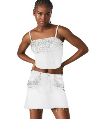 Women's Eras Embellished Cotton Denim Crop Top