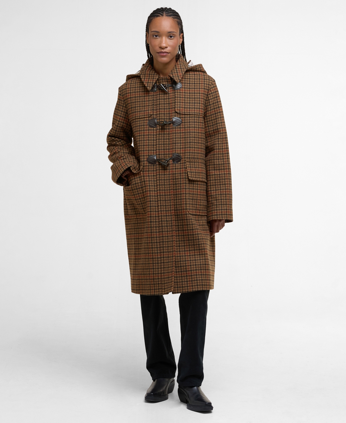Barbour Women's Melody Checkered Hooded Coat In Brown