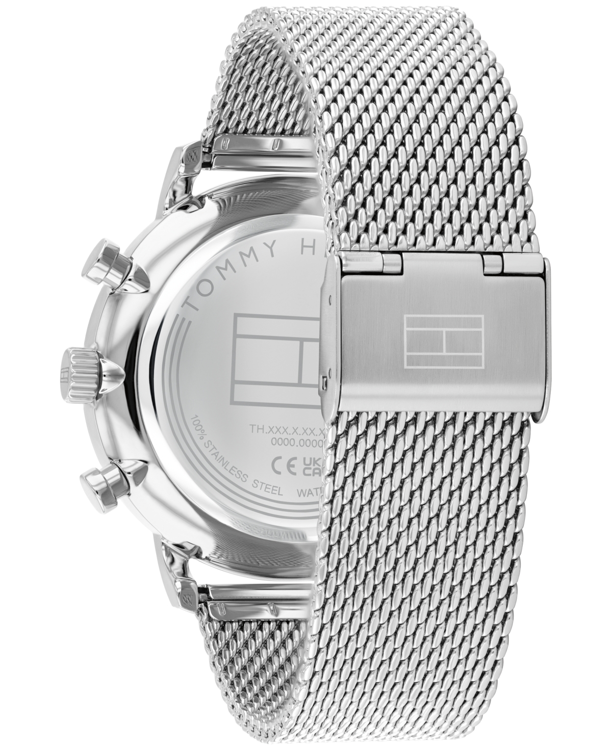 Tommy Hilfiger Men's Multifunction Silver Tone Stainless Steel Mesh Bracelet Watch, 44mm In Metallic