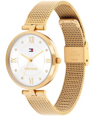 Women's Quartz Gold Tone Stainless Steel Mesh Bracelet Watch, 34mm