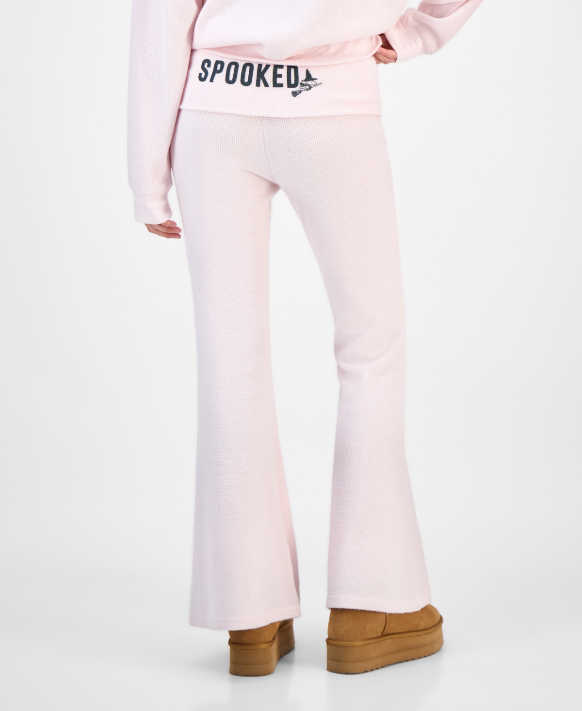 Grayson Threads, The Label Juniors' Snoopy Fold Over Thermal Pants In Pink