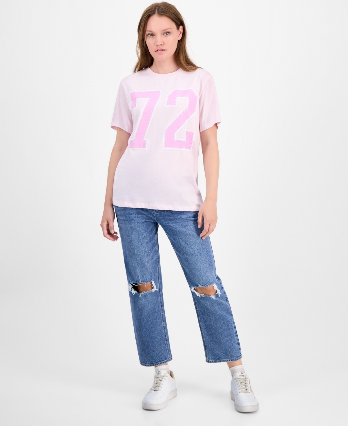 Grayson Threads, The Label Juniors' Number 72 Crewneck Tee In Neutral
