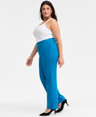Plus Size Mid-Rise Pull-On Straight-Leg Pants, Created for Macy's 