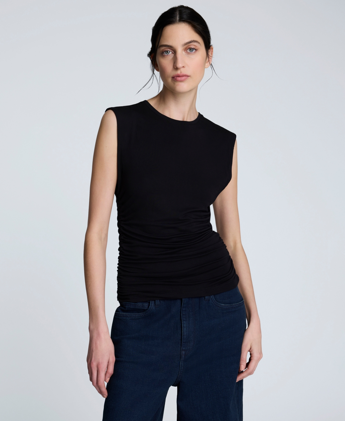 Women's Side-Ruched Tank Top - Black