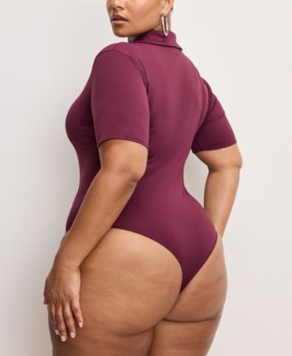 Women's Weightless Collared Zip-Up Bodysuit, Regular & Plus Size