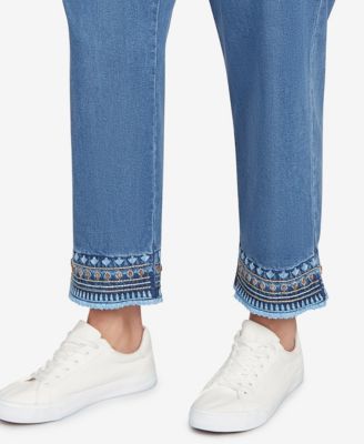 Plus Size Soft Beaded Embroidery Jeans