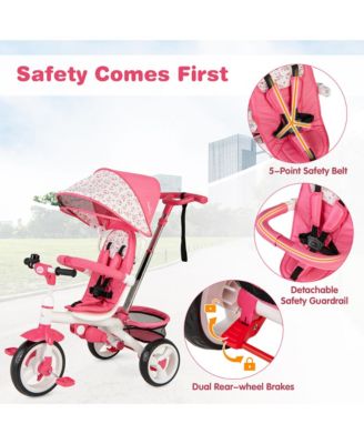 Toddler Tricycle Stroller 6-in-1 Push Trike w/ Removable 5-Position Canopy