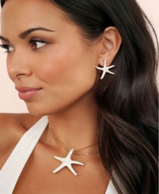 Pave Starfish Statement Earrings