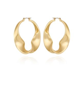 Gold-Tone Sculptural Twisted Hoop Earrings