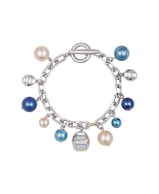 Cultivated Pearl Crystal Charm Bracelet