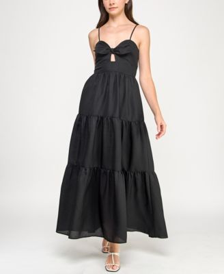 Trixxi - Juniors' Tiered Keyhole Fit & Flare Dress