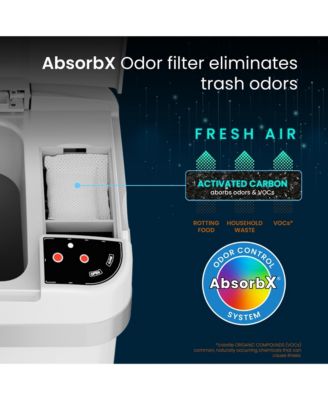 16-Liter Stainless Steel Sensor Trash Can with AbsorbX Odor Filter for Bathroom
