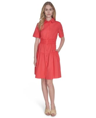 Vince Camuto - Women's Cotton Short-Sleeve Shirtdress