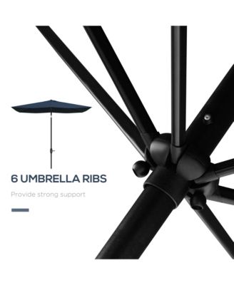 Outsunny 6.5' x 10' Rectangular Market Umbrella, Patio Outdoor Table Umbrella with Crank and Push Button Tilt