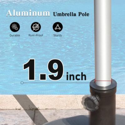 Rectangle Patio Umbrella with Crank Lift and Tilt Function Grey Outdoor Market Umbrella