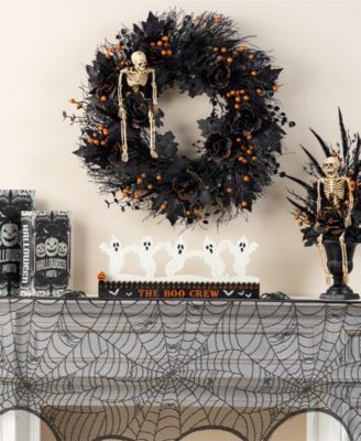 7" Halloween Wooden Metal White Ghost Silhouette Countdown Table Sign