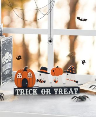 5.25" Halloween Wooden Trick or Treat Pumpkin Ghosts Table Decor