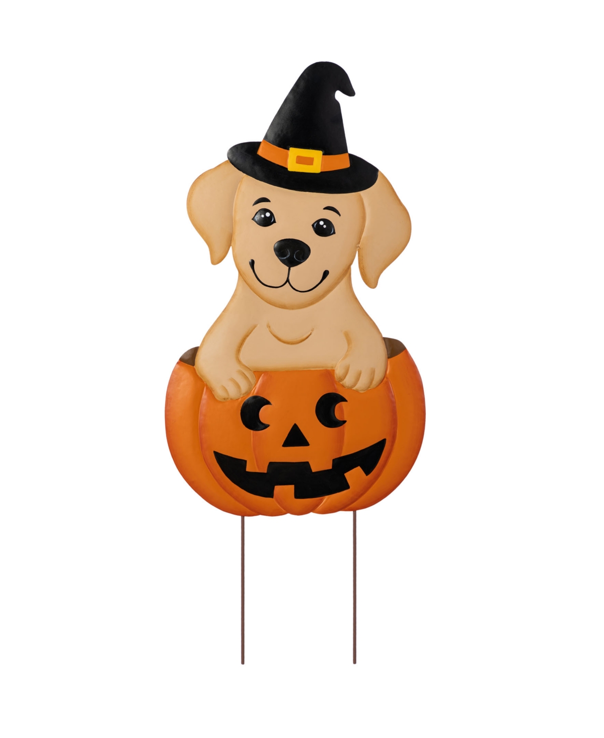 32" Halloween Metal Labrador In Pumpkin Yard Stake - Multi