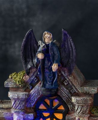 9.75" Lighted Resin Halloween Haunted House Village