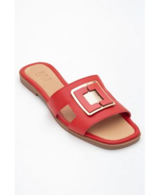 MILLIE Leather Buckle Slide (Women)
