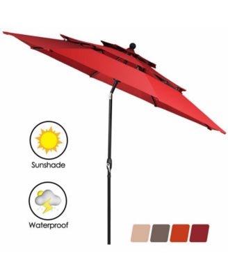 10 Feet 3 Tier Outdoor Patio Umbrella with Double Vented