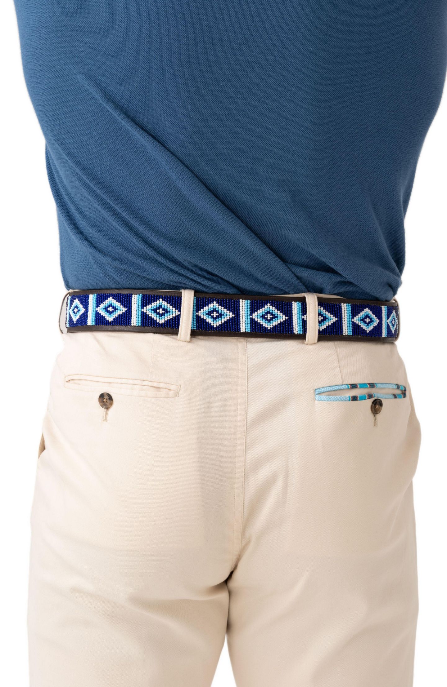 Мужской ремень Koy Clothing Maasai Beaded Belt, цвет: Синий — фото 4