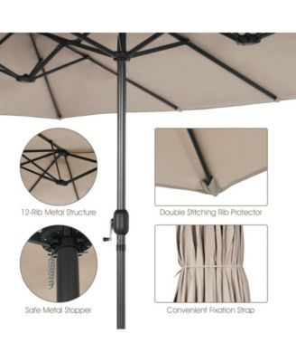 15 Feet Patio Double-Sided Umbrella with Hand-Crank System