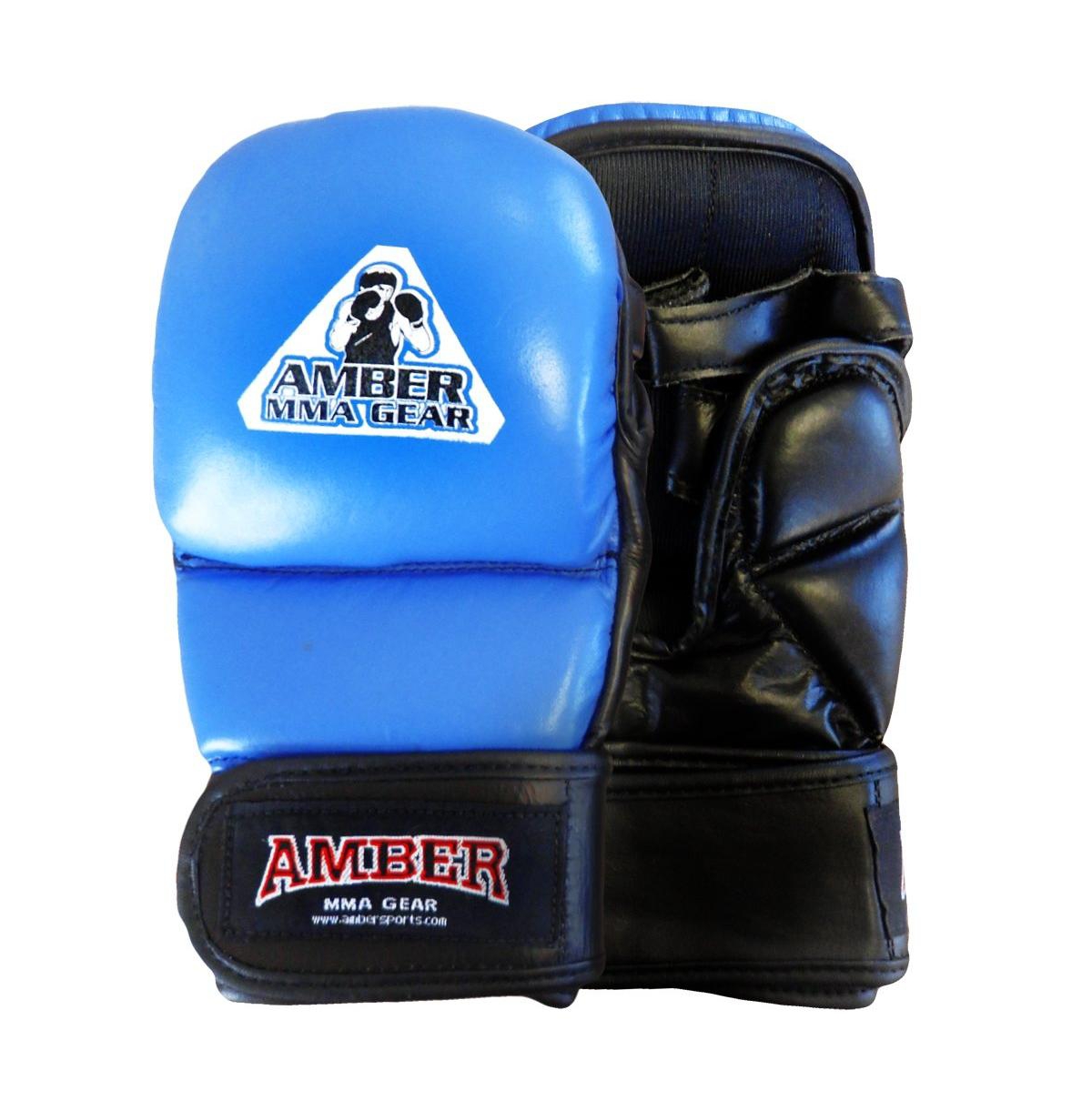 Mma Safety Training Gloves,Premium Leather,Adjustable Velcro Closure,Durable &Comfortable for Sparring,Bag Work & Mma Workouts,Blue,Small
