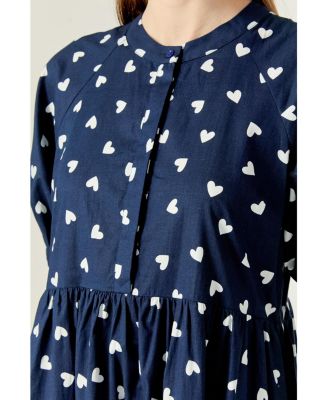 Women's HEART PRINTED MIDI DRESS