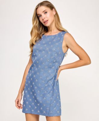Juniors' Embellished Bouclé Shift Dress