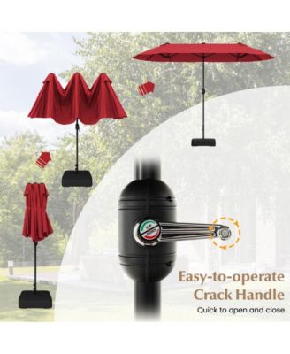 LUCKY ONE 13 Feet Double-Sided Patio Twin Table Umbrella with Crank Handle