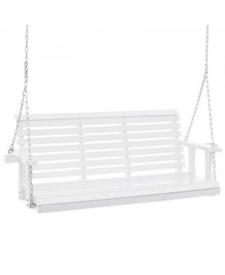 Heavy-Duty Wooden Porch Swing with Hanging Chains – Outdoor Bench for Patio, Porch, or Garden
