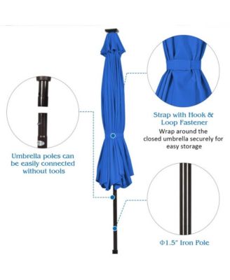 10 Feet Outdoor Patio Umbrella with Bright Solar LED Lights