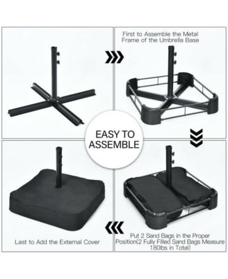 15 Feet Double-Sided Twin Patio Umbrella with Crank and Base