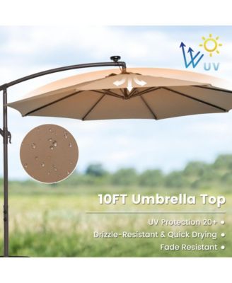 10 Feet Cantilever Umbrella with 32 LED Lights and Solar Panel Batteries