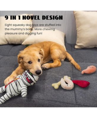 9-in-1 Zombie Plush Squeaky Dog Toy with 8 Organ-Shaped Toys for Small Medium Dogs